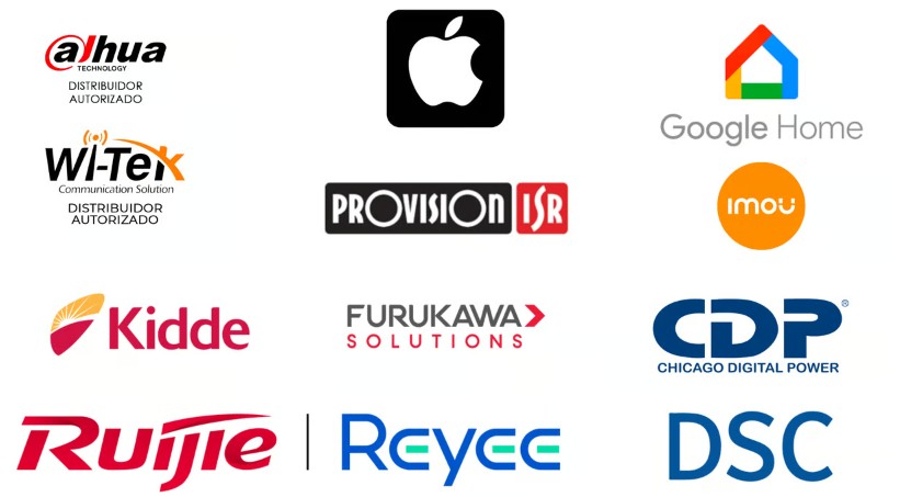 Dahua Technology, Wi-Tek, Apple, Google Home, Provision-ISR, Imou, Kidde, Furukawa Solutions, CDP, Ruijie, Reyee y DSC